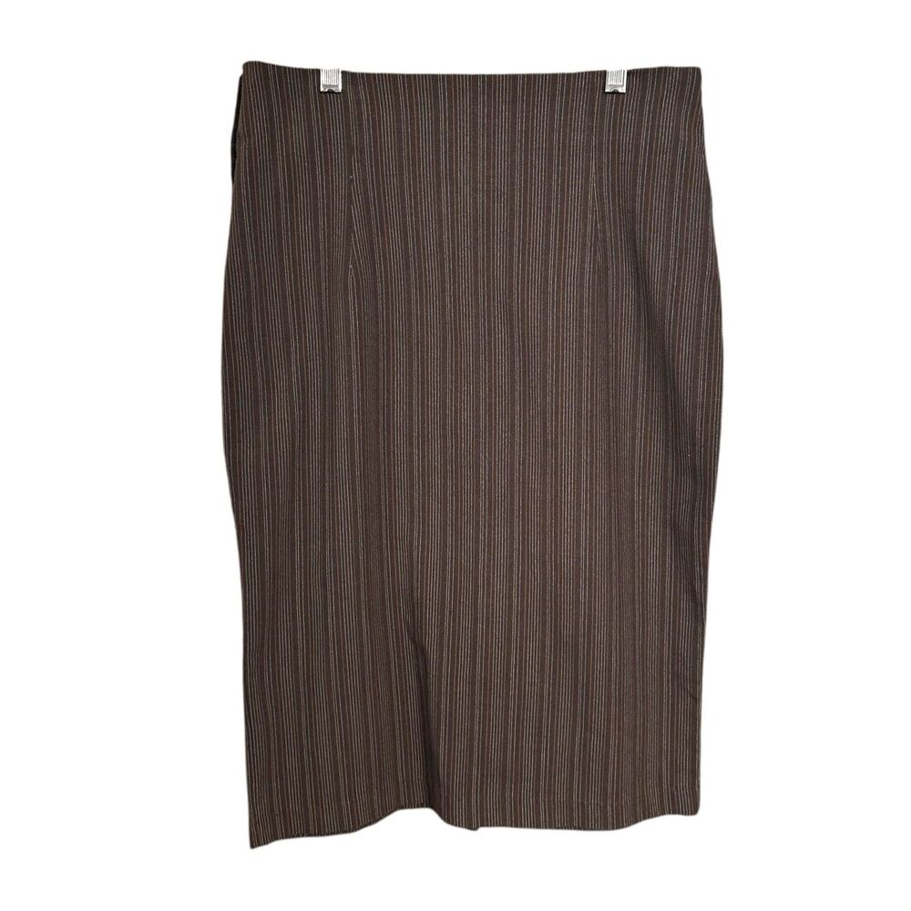Unit USA Womens Sz L Brown Striped Career Straight Pencil Skirt Academia Office